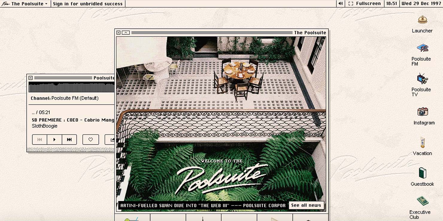Poolsuite FMトップ画面