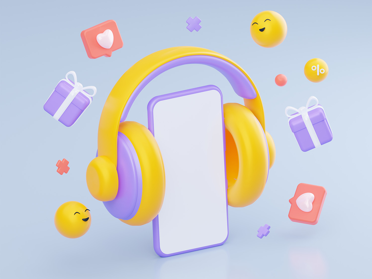 スマートフォンから流れる音楽のイラスト