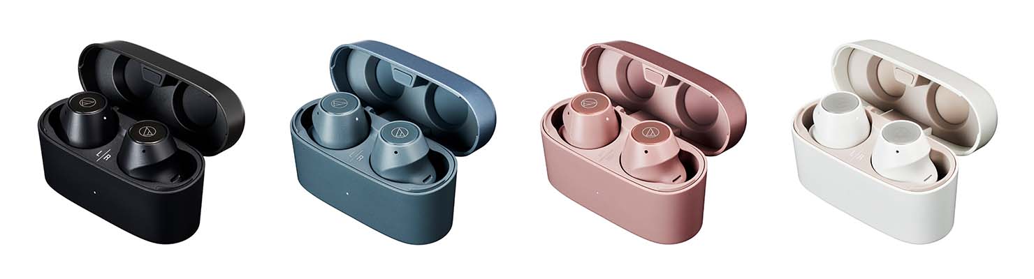 ワイヤレスイヤホン ATH-CKS30TW（写真左からBK、BL、PK、WH） 2022年10月14日発売