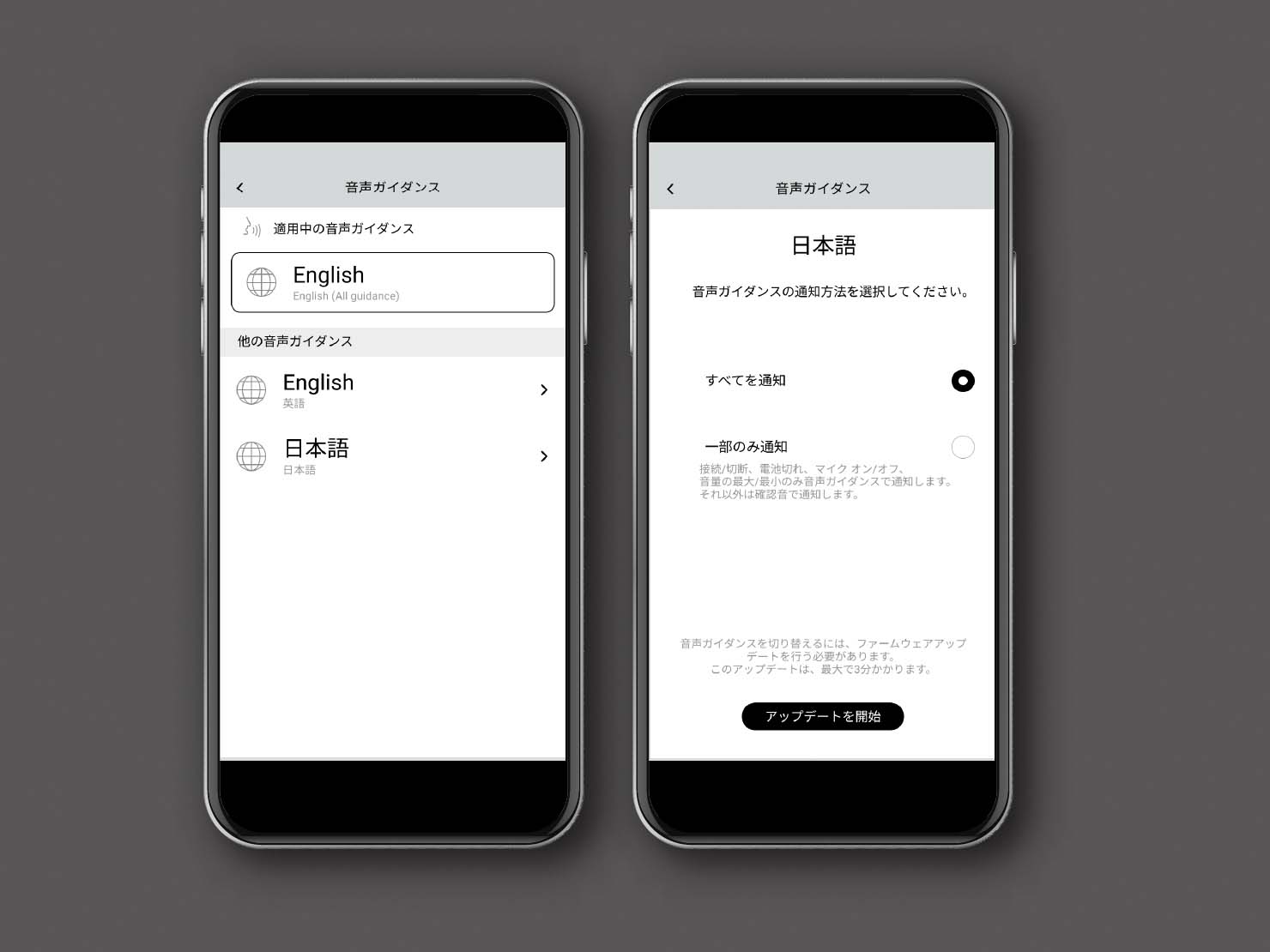 日本語音声ガイダンスが選べるようになった