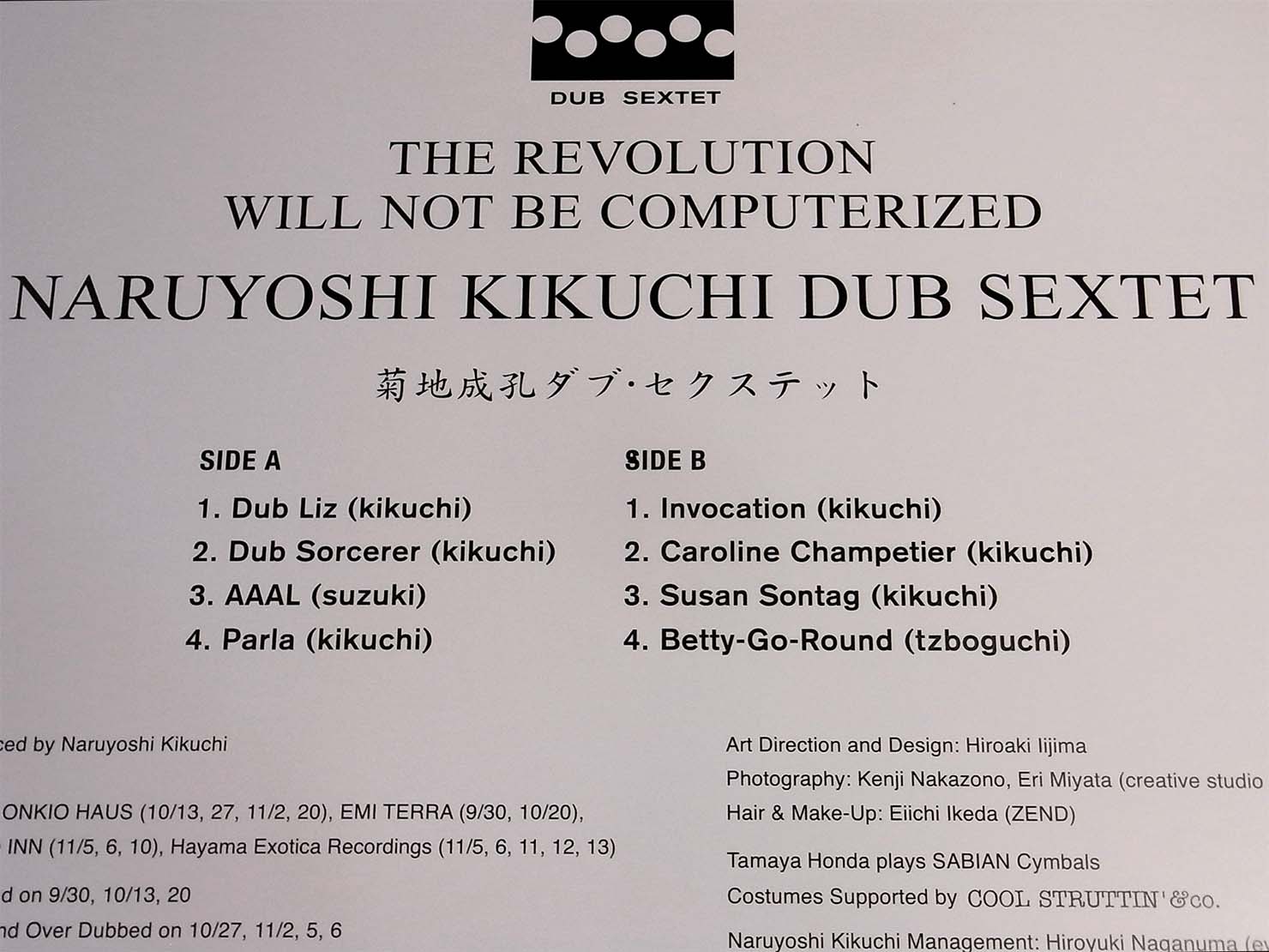 アルバム裏面のクレジット