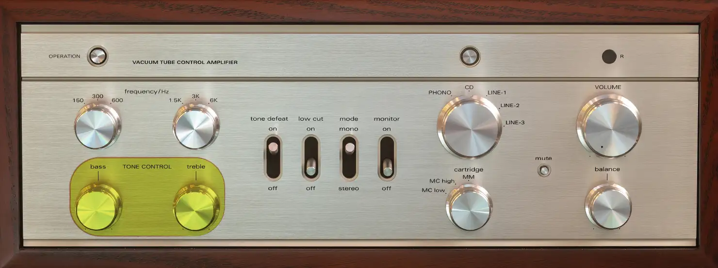 「トーンコントロール（Tone Control）」のツマミ