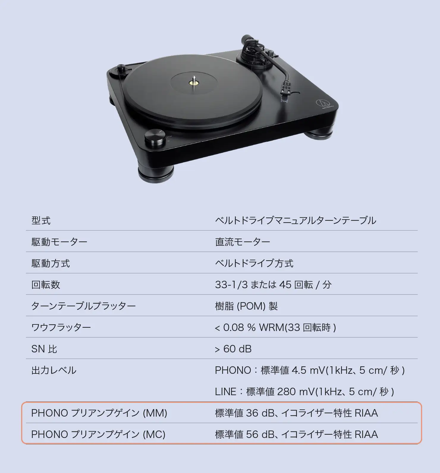 内蔵フォノイコライザーがMM/MCの両対応