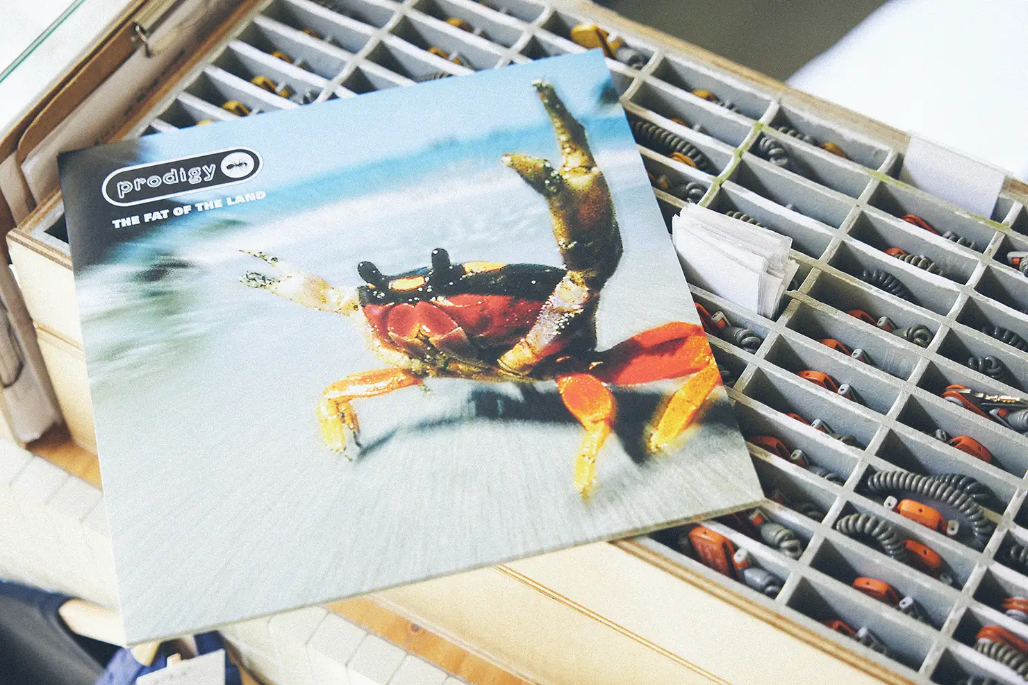 店主・新保朋子さんお気に入りのレコード。『THE FAT OF THE LAND』（The Prodigy）
