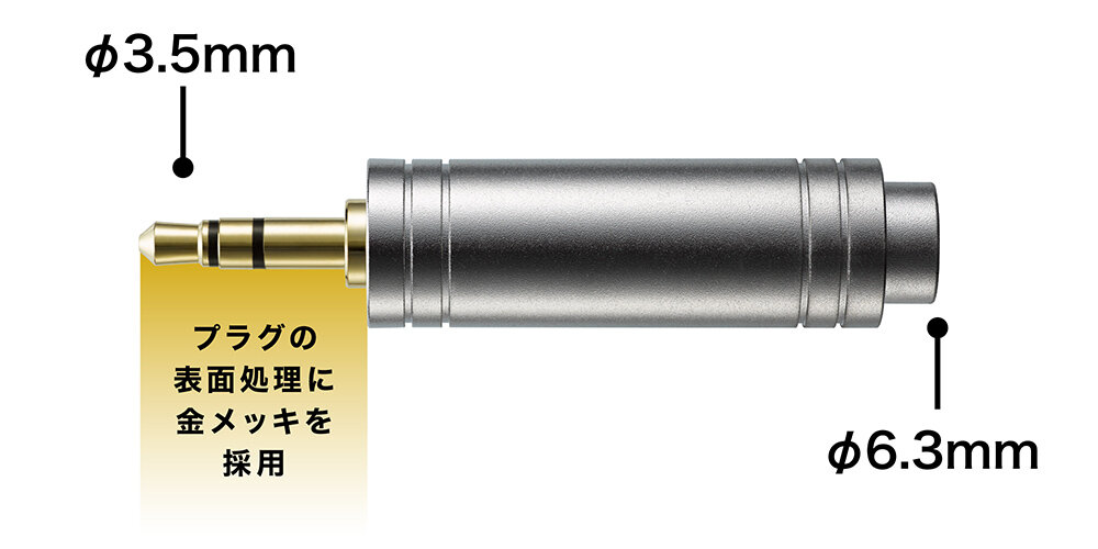 AT3C19Sa：&phi;6.3mmステレオ標準プラグを&phi;3.5mmステレオミニプラグに変換