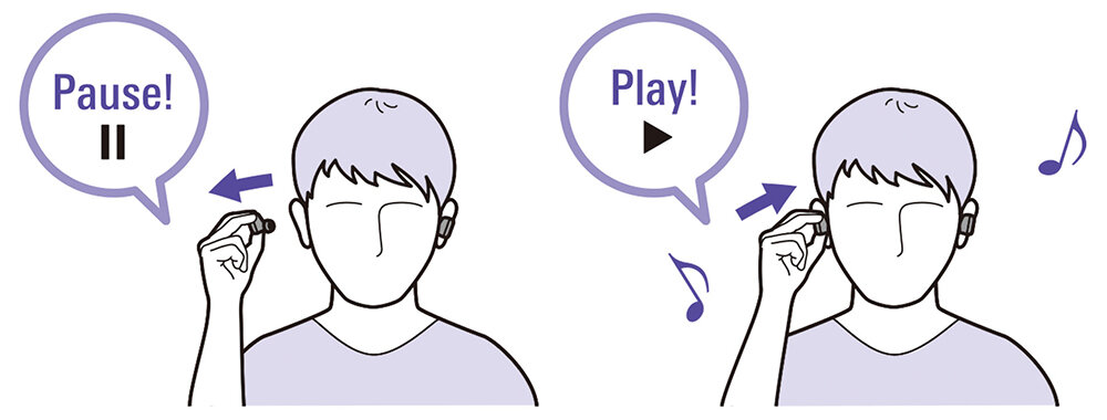 ATH-CK3TW：AUTO PAUSE/PLAY機能