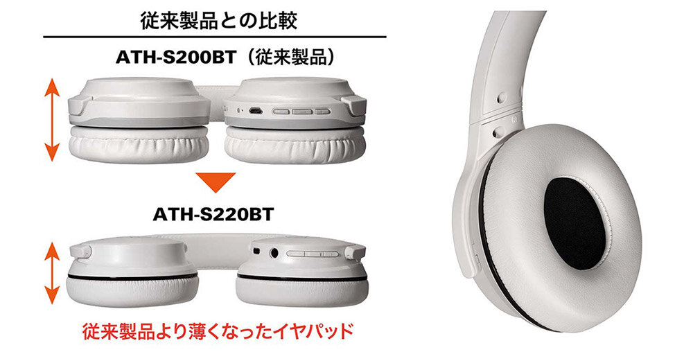 ATH-S220BT 薄くなったイヤパッドイメージ